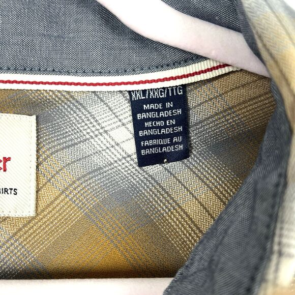 Wrangler Plaid Shirt Men’s 2XL Orange Gray Flap Pockets snap Lightweight Flannel - Picture 10 of 13